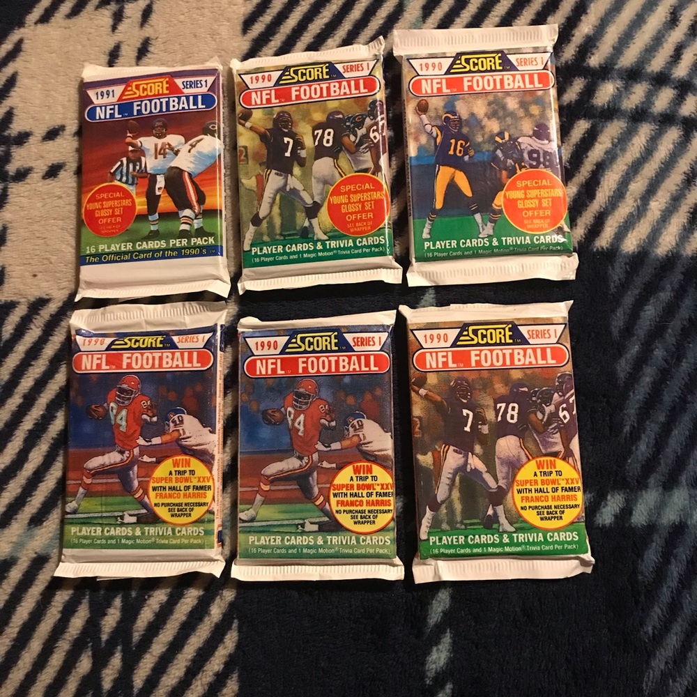 Score 1990 Sealed x5 Packs & x1 1991 16 Cards Each